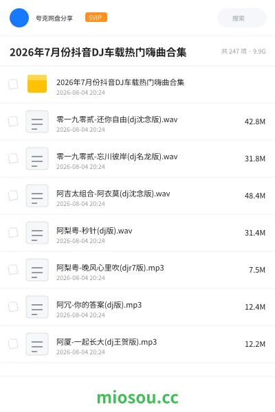 《2026年7月份抖音DJ车载热门嗨曲合集》音乐网盘|学习资源网盘