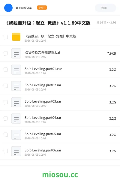 《《我独自升级：起立·觉醒》v1.1.89中文版》游戏网盘｜学习资源网盘