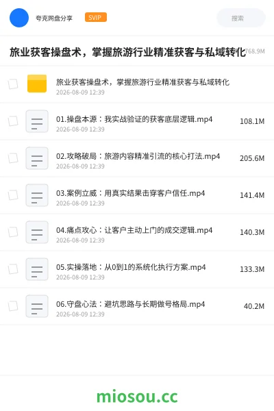 《旅业获客操盘术 ，掌握旅游行业精准获客与私域转化》教程网盘｜学习资源网盘