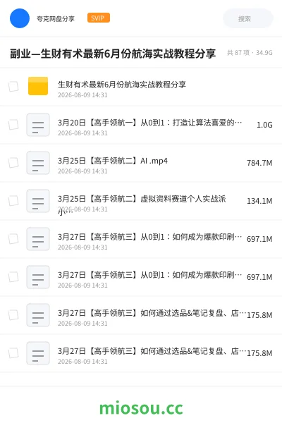 《副业—生财有术最新6月份航海实战教程分享》教程网盘|学习资源网盘