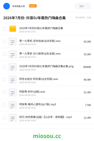 《2026年7月份: 抖音DJ车载热门嗨曲合集》音乐网盘｜学习资源网盘