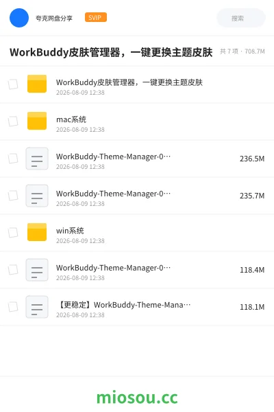 《WorkBuddy 皮肤管理器 ,一键更换主题皮肤》软件网盘|学习资源网盘