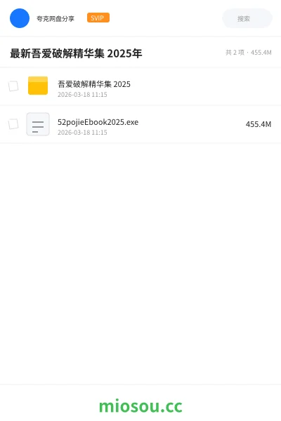 《最新吾爱破解精华集 2025年》软件网盘｜学习资源网盘