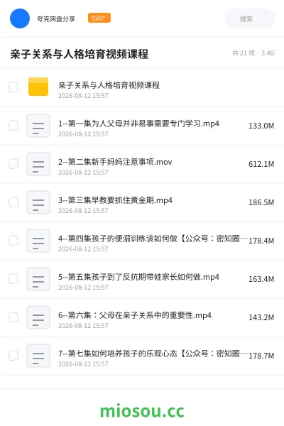 《亲子关系与人格培育视频课程》教程网盘|学习资源网盘