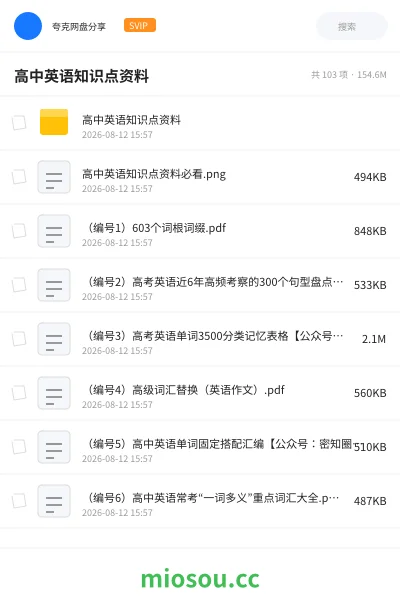 《高中英语知识点资料》英语网盘|学习资源网盘