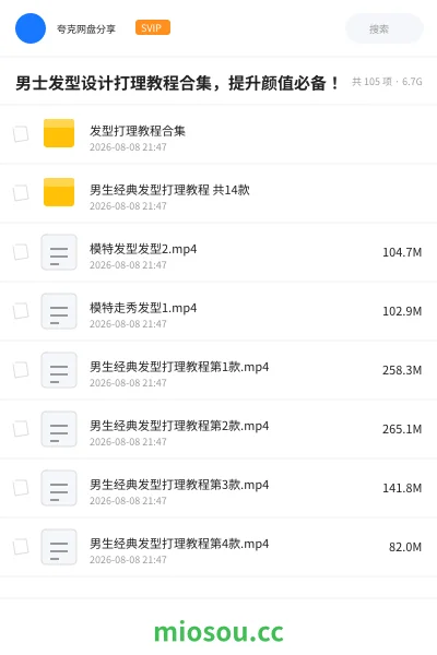 《男士发型设计打理教程合集,提升颜值必备!》教程网盘|学习资源网盘