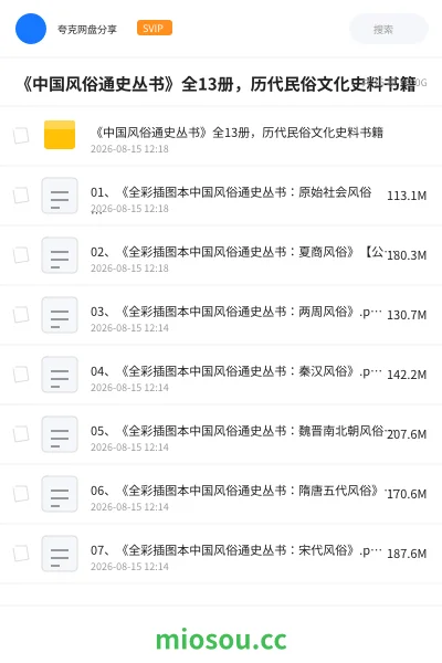 《《中国风俗通史丛书》全13册 ，历代民俗文化史料书籍》书籍网盘｜学习资源网盘