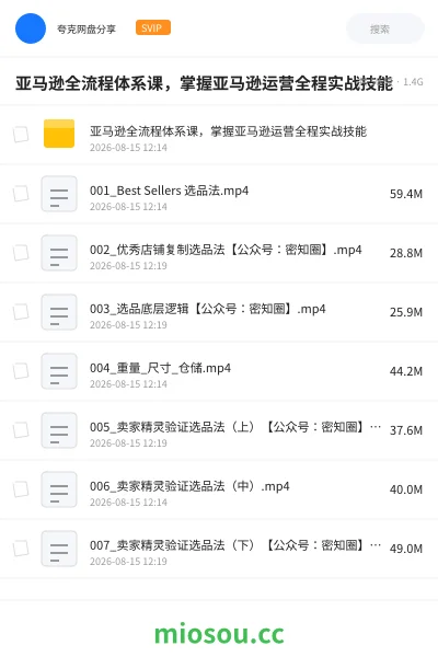 《亚马逊全流程体系课 ,掌握亚马逊运营全程实战技能!》教程网盘|学习资源网盘