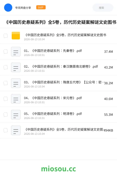 《《中国历史悬疑系列》全5卷 ，历代历史疑案解谜文史图书》书籍网盘｜学习资源网盘
