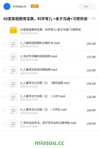 《60堂家庭教育宝典,科学育儿 +亲子沟通+习惯养成》教程网盘|学习资源网盘