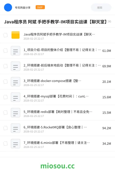 《Java程序员 阿斌 手把手教学-IM项目实战课【聊天室】》编程网盘｜学习资源网盘