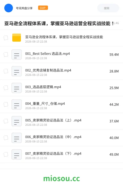 《亚马逊全流程体系课,掌握亚马逊运营全程实战技能!》教程网盘|学习资源网盘