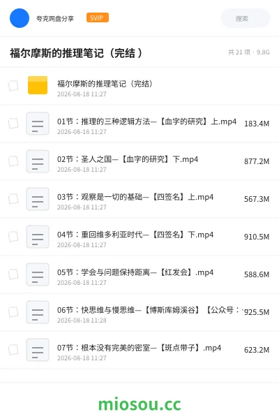 《福尔摩斯的推理笔记(完结 )》教程网盘|学习资源网盘