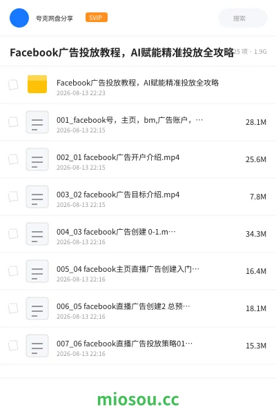 《Facebook广告投放教程，AI赋能精准投放全攻略》人工智能网盘｜学习资源网盘