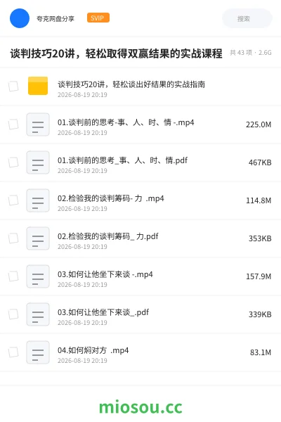 《谈判技巧20讲,轻松取得双赢结果的实战课程》教程网盘|学习资源网盘
