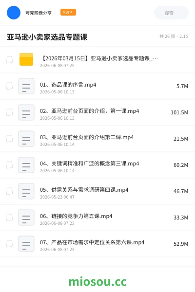 《亚马逊小卖家选品专题课》教程网盘｜学习资源网盘