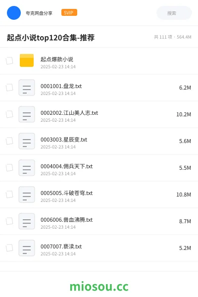 《起点小说top120合集-推荐》小说学习资源封面