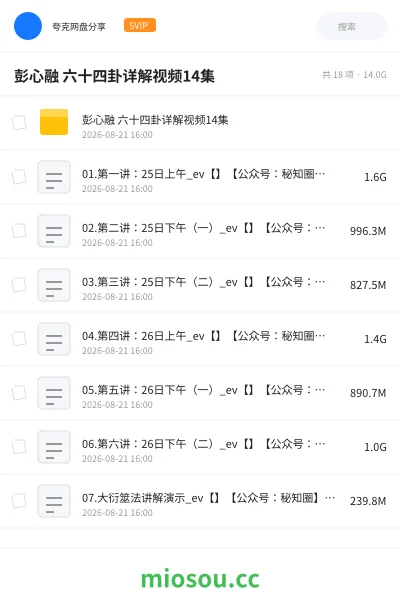 《彭心融 六十四卦详解视频14集》教程网盘|学习资源网盘
