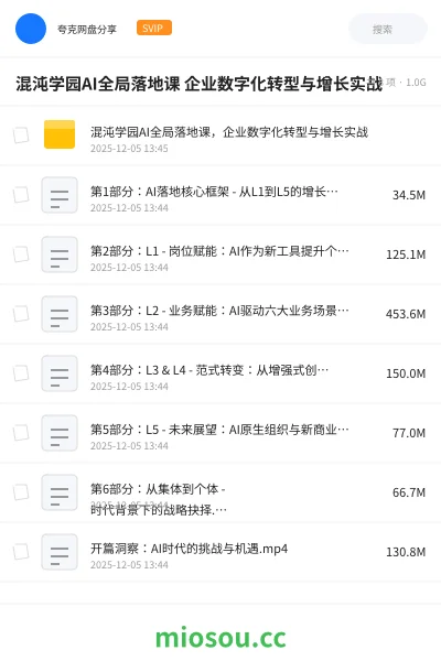 《混沌学园AI全局落地课 企业数字化转型与增长实战》人工智能网盘|学习资源网盘