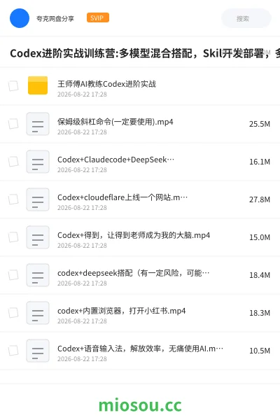 《Codex进阶实战训练营:多模型混合搭配,Skil开发部署,多平台自动化落地教学》人工智能网盘|学习资源网盘