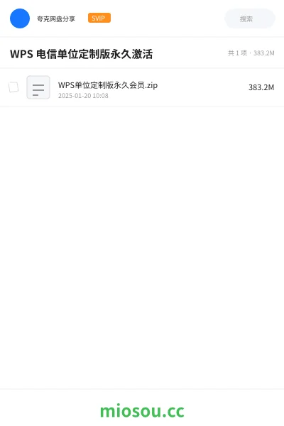 《WPS 电信单位定制版永久激活》软件网盘|学习资源网盘