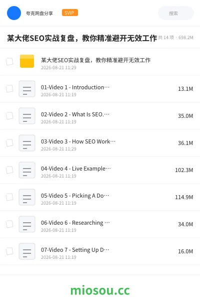 《某大佬SEO实战复盘,教你精准避开无效工作》AIGC网盘|学习资源网盘