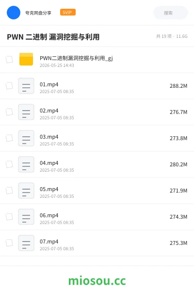 《PWN 二进制 漏洞挖掘与利用》编程学习资源封面
