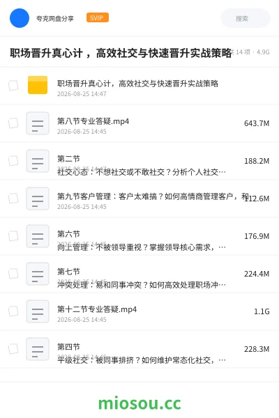 《职场晋升真心计 ,高效社交与快速晋升实战策略》教程网盘|学习资源网盘