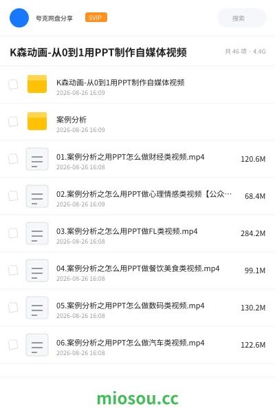 《K森动画-从0到1用PPT制作自媒体视频》教程网盘|学习资源网盘