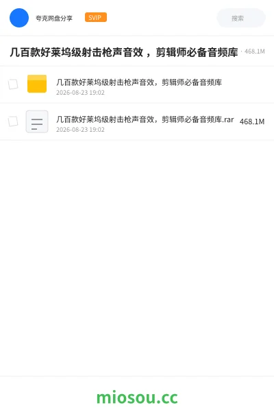 《几百款好莱坞级射击枪声音效 ,剪辑师必备音频库》影视网盘|学习资源网盘