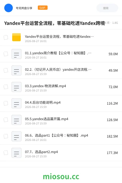 《Yandex平台运营全流程，零基础吃透Yandex跨境》人工智能网盘｜学习资源网盘
