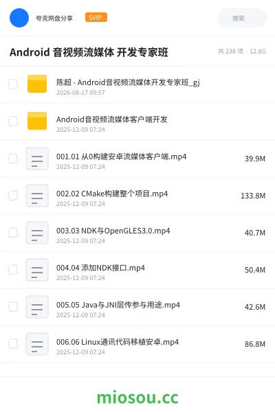 《Android 音视频流媒体 开发专家班》编程网盘|学习资源网盘
