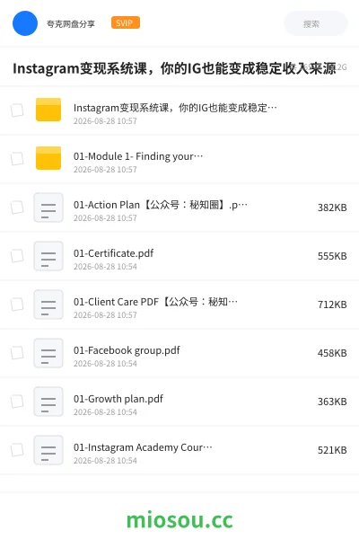 《Instagram变现系统课，你的IG也能变成稳定收入来源》人工智能网盘｜学习资源网盘