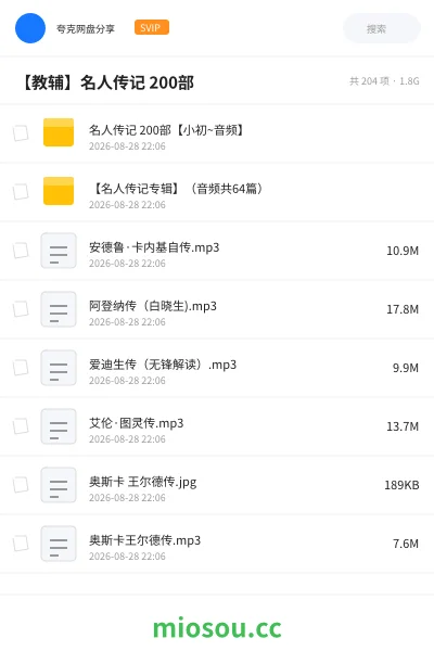 《名人传记 200部【小初~音频】》学习资源网盘|学习资源网盘