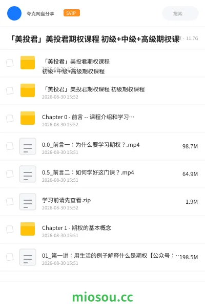 《「美投君」美投君期权课程 初级+中级+高级期权课》教程网盘|学习资源网盘