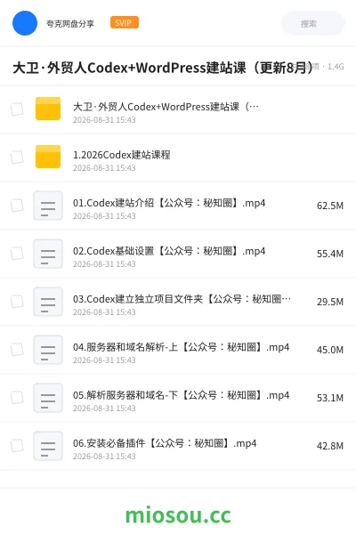 《大卫·外贸人Codex+WordPress建站课(更新8月)》AIGC网盘|学习资源网盘