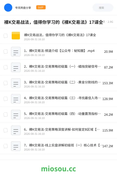 《裸K交易战法,值得你学习的《裸K交易法》17课全》人工智能网盘|学习资源网盘