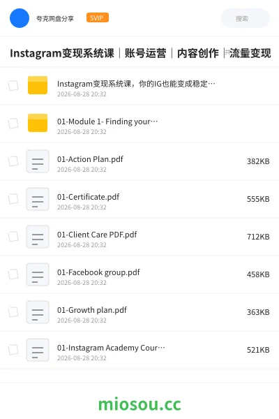 《Instagram变现系统课|账号运营|内容创作|流量变现》教程网盘|学习资源网盘