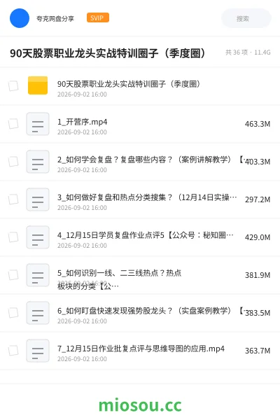 《90天股票职业龙头实战特训圈子(季度圈)》教程网盘|学习资源网盘
