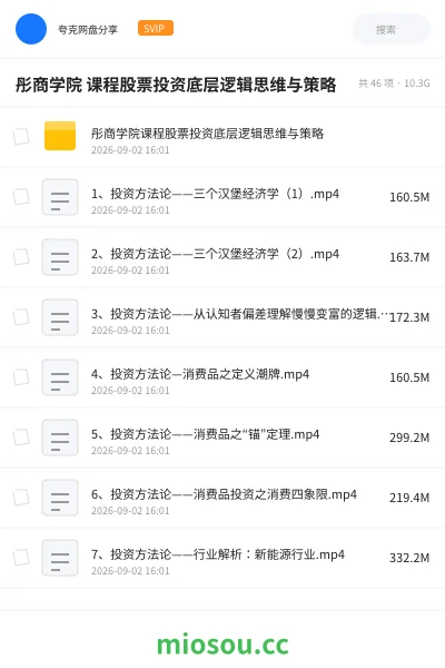 《彤商学院 课程股票投资底层逻辑思维与策略》教程网盘|学习资源网盘