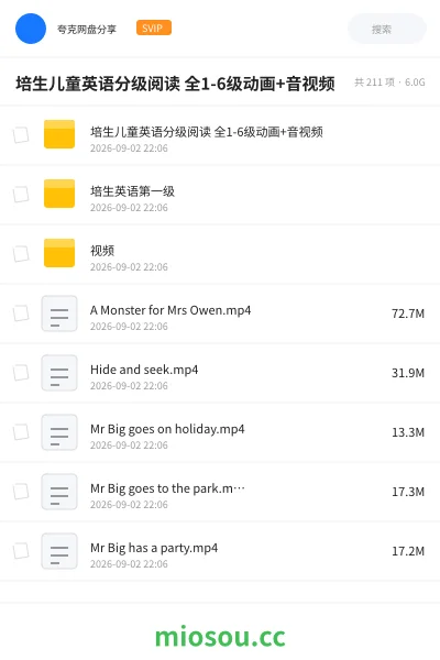 《培生儿童英语分级阅读 全1-6级动画+音视频》英语网盘|学习资源网盘
