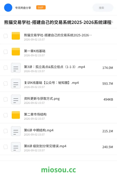 《熊猫交易学社-搭建自己的交易系统2025-2026系统课程》教程网盘|学习资源网盘