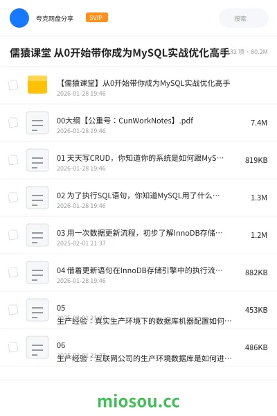 《儒猿课堂 从0开始带你成为MySQL实战优化高手》编程学习资源封面