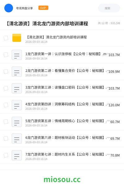 《【清北游资】清北龙门游资内部培训课程》教程学习资源封面