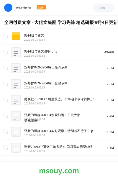 《全网付费文章 - 大佬文集圈 学习先锋 精选研报 9月4日更新》教程学习资源封面