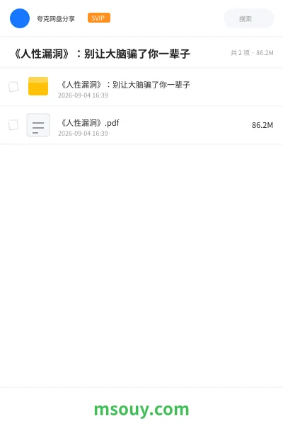 《《人性漏洞》:别让大脑骗了你一辈子》书刊网盘|学习资源网盘