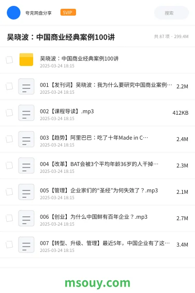 《吴晓波:中国商业经典案例100讲》教程学习资源封面