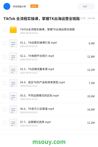 《TikTok 全流程实操课,掌握TK出海运营全链路》教程学习资源封面