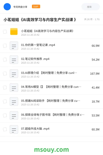 《小茗姐姐《AI高效学习与内容生产实战课 》》人工智能学习资源封面