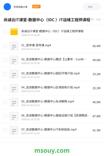 《尚诚云IT课堂-数据中心(IDC )IT运维工程师课程》教程学习资源封面